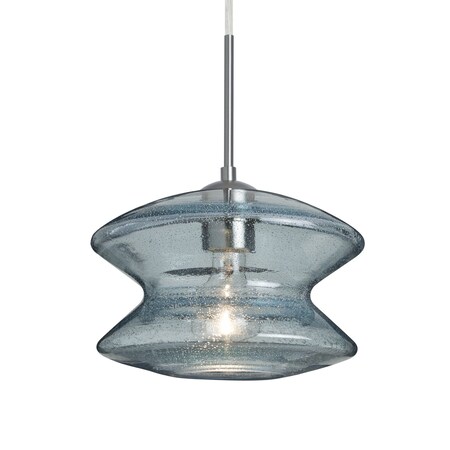 Besa Lighting Zen Cord Pendant, Blue Bubble, Satin Nickel Finish, 1x60W Incandescent 1JT-ZENBL-SN